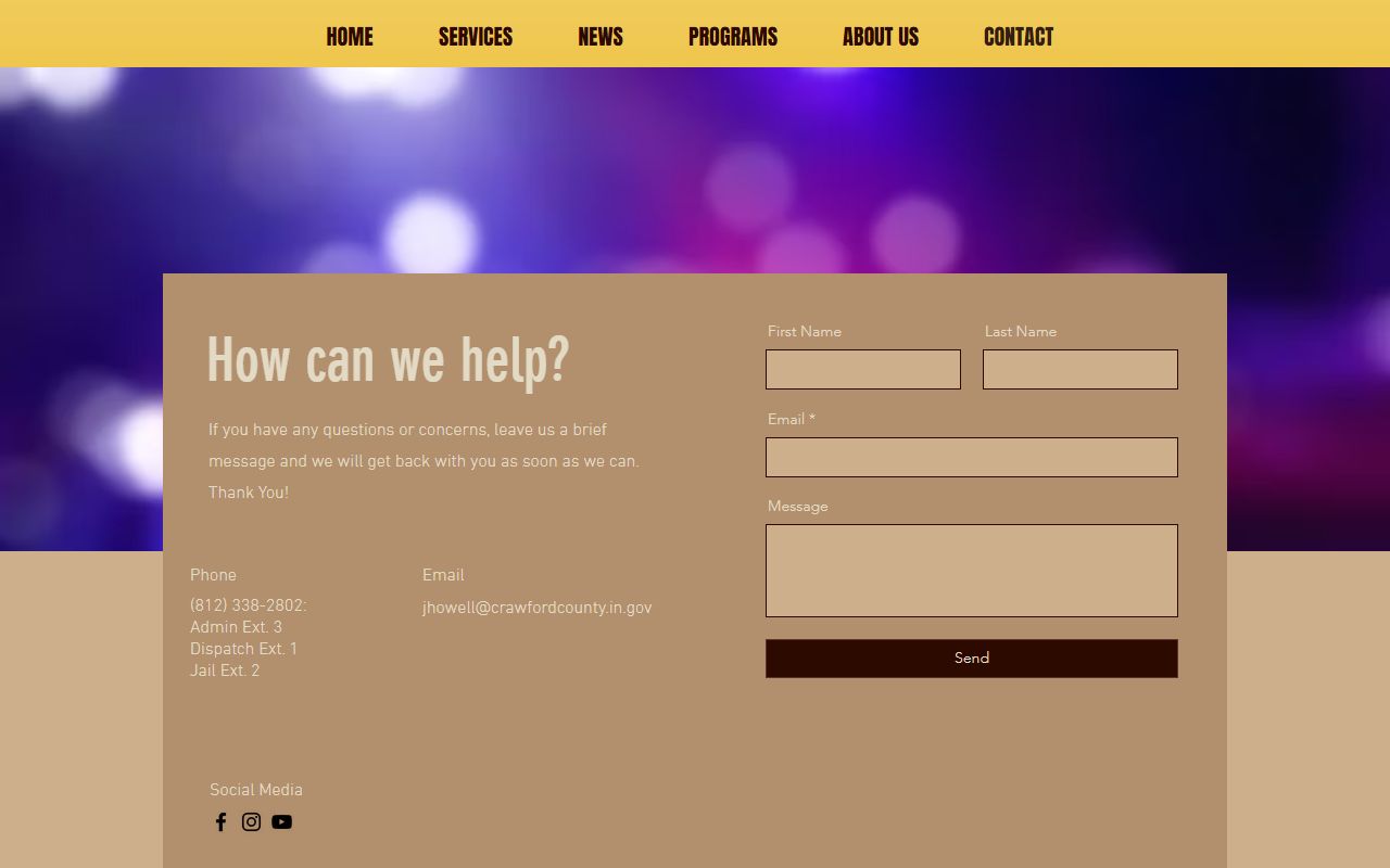 Crawford County inmate records sheriff contact page with jail phone routing
